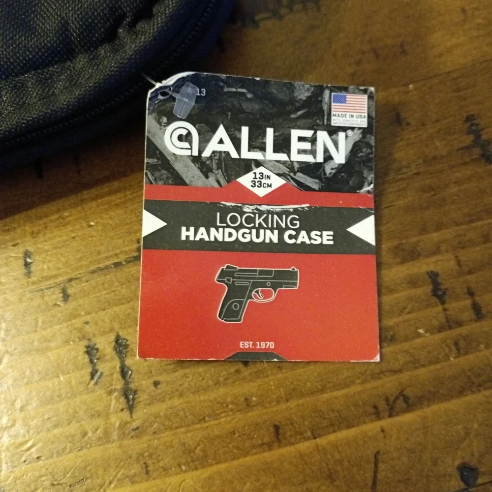 Allen 7413 Locking Handgun Case Black 13in Endura Foam Padded YKK Zippers NWT a1